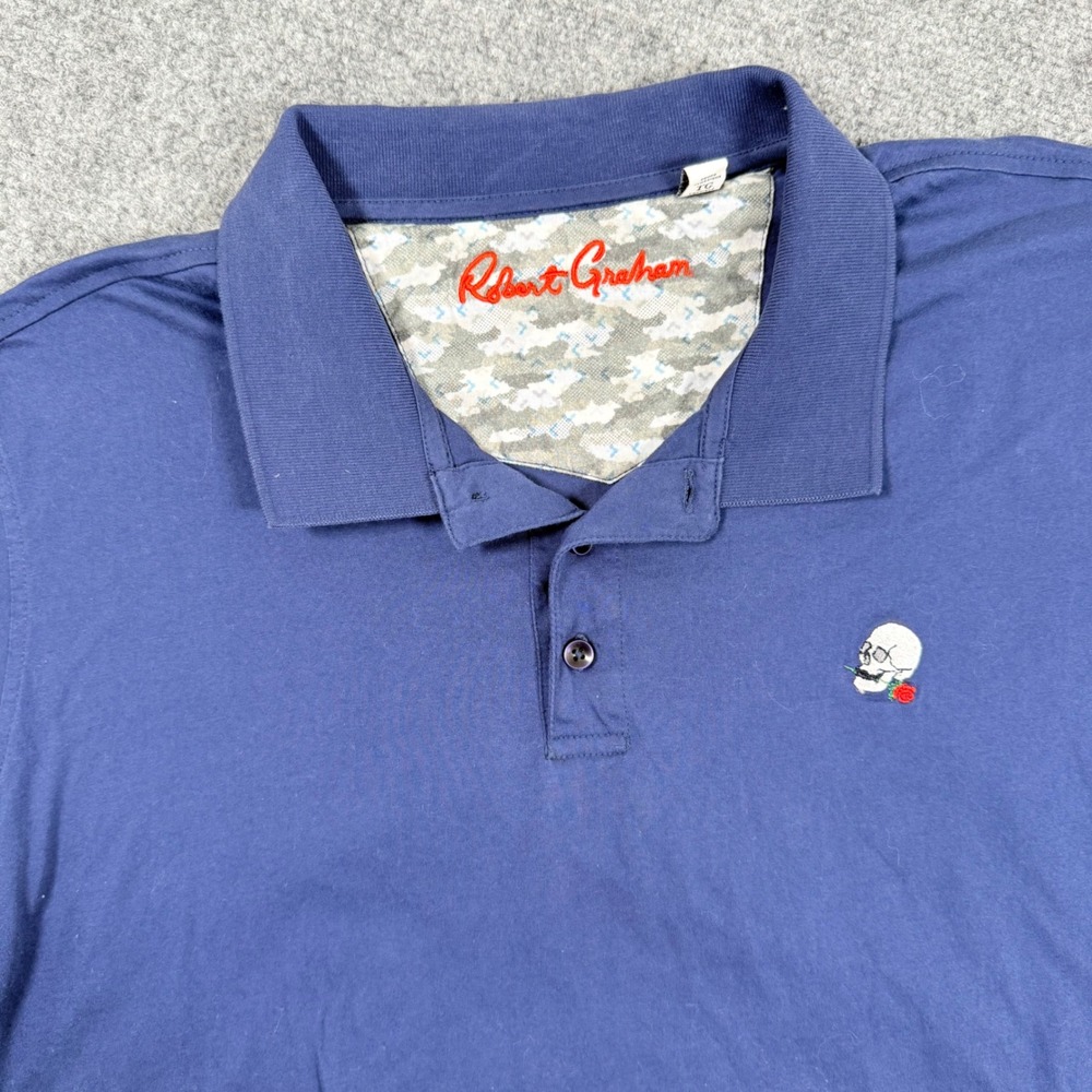 Robert Graham Polo Shirt XL Classic Fit Skull Rose Embroidered Men's